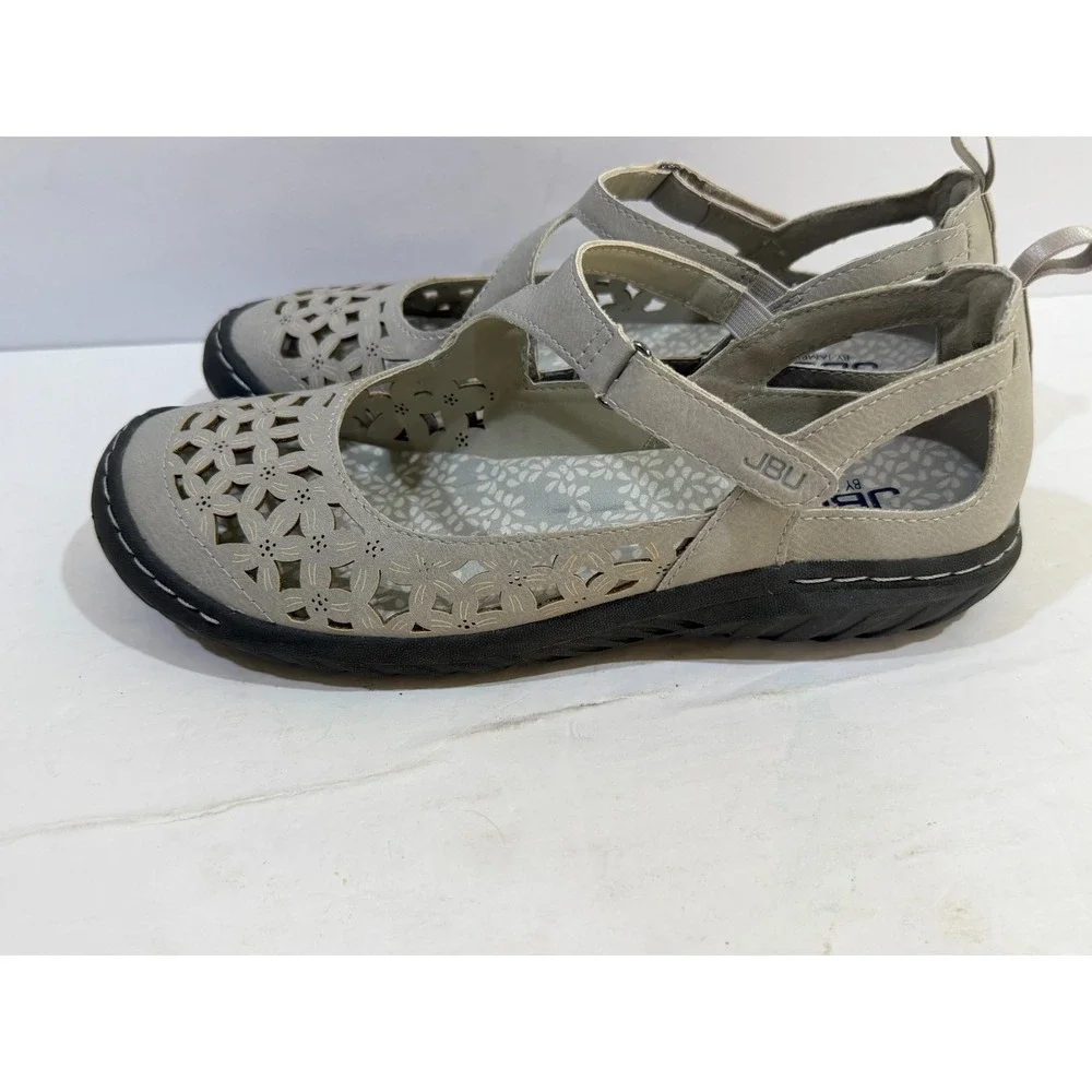 JBU Memory Foam Bellerose Encore Mary Jane Flat - Light Grey - Women's  Size 8M
